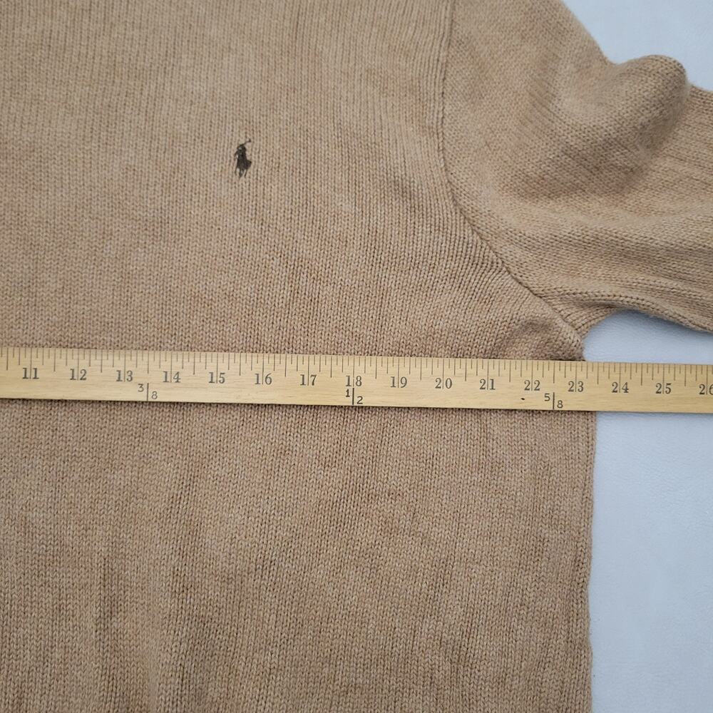 Vintage POLO Ralph Lauren Camel Brown Mens 100% Cotton Sweater Crew Neck XL - Picture 7 of 12